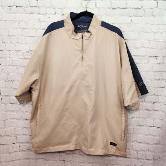 Life Is Good Beige and Navy Windbreaker - Picture 1 of 9
